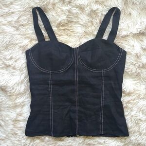 *RESERVED* Reformation Black Bodice Top with Smocking and Rear Zip (Size 6)